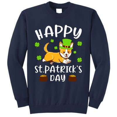 Happy St Patricks Day Funy Saint Patricks Corgi Dog Gift Tall Sweatshirt