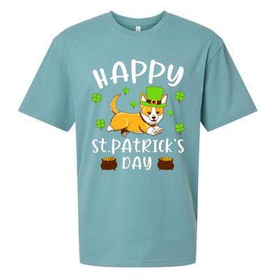 Happy St Patricks Day Funy Saint Patricks Corgi Dog Gift Sueded Cloud Jersey T-Shirt