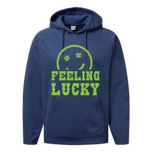 Happy St Patricks Day Feeling Lucky Lucky Shamrock Irish Gift Performance Fleece Hoodie