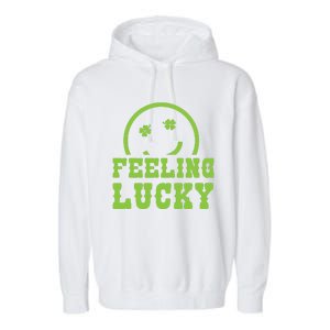 Happy St Patricks Day Feeling Lucky Lucky Shamrock Irish Gift Garment-Dyed Fleece Hoodie