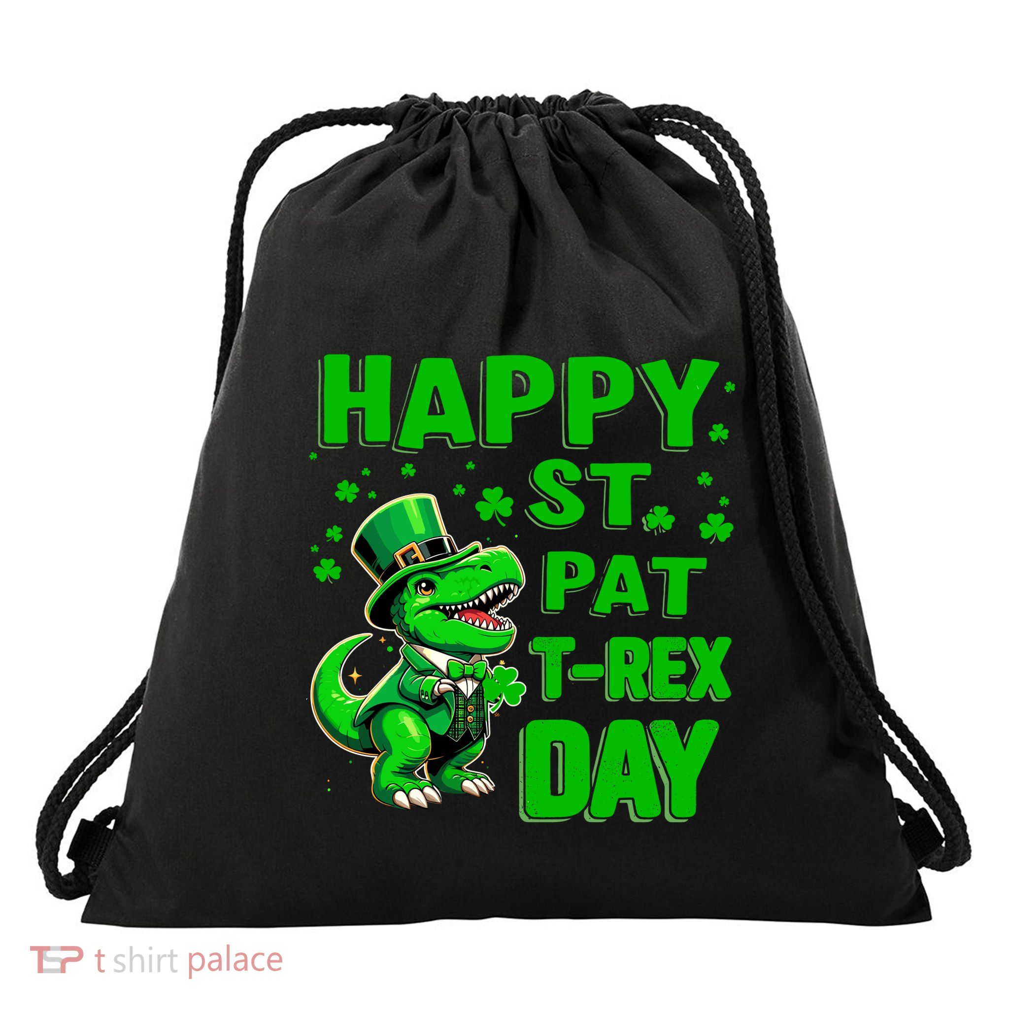 Happy St. Pattrex Day Dinosaur Funny St. PatrickS Day Drawstring Bag