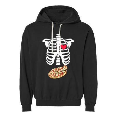 Halloween Skeleton Pregnancy Pizza Xray Dad To Be Cute Gift Garment-Dyed Fleece Hoodie