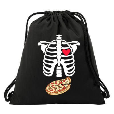 Halloween Skeleton Pregnancy Pizza Xray Dad To Be Cute Gift Drawstring Bag