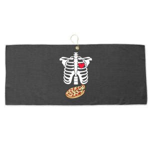 Halloween Skeleton Pregnancy Pizza Xray Dad To Be Cute Gift Large Microfiber Waffle Golf Towel