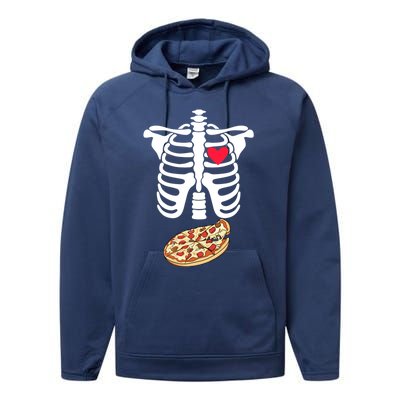 Halloween Skeleton Pregnancy Pizza Xray Dad To Be Cute Gift Performance Fleece Hoodie