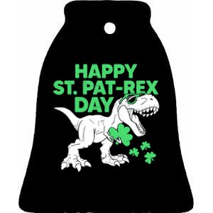 Happy St Pat Rex Day St Patricks Dinosaur Boy Ceramic Bell Ornament