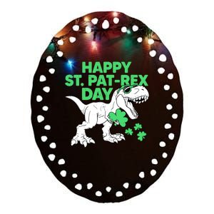 Happy St Pat Rex Day St Patricks Dinosaur Boy Ceramic Oval Ornament