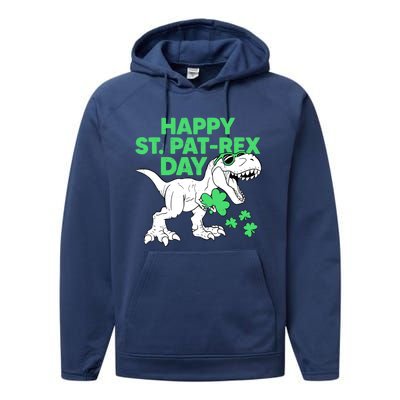 Happy St Pat Rex Day St Patricks Dinosaur Boy Performance Fleece Hoodie