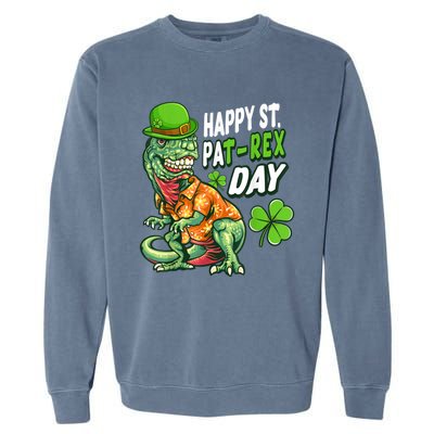 Happy St PaTRex Dinosaur Saint Patrick's Day Garment-Dyed Sweatshirt