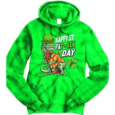 Happy St PaTRex Dinosaur Saint Patrick's Day Tie Dye Hoodie