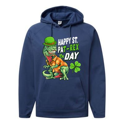 Happy St PaTRex Dinosaur Saint Patrick's Day Performance Fleece Hoodie