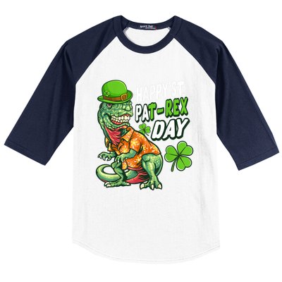 Happy St PaTRex Dinosaur Saint Patrick's Day Baseball Sleeve Shirt