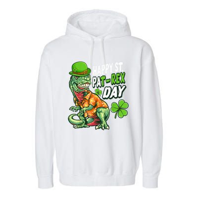 Happy St PaTRex Dinosaur Saint Patrick's Day Garment-Dyed Fleece Hoodie