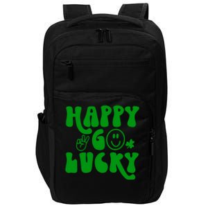 Happy St Patricks Day Go Lucky Irish Shamrock Retro Groovy Gift Impact Tech Backpack