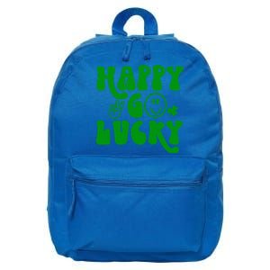 Happy St Patricks Day Go Lucky Irish Shamrock Retro Groovy Gift 16 in Basic Backpack