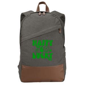 Happy St Patricks Day Go Lucky Irish Shamrock Retro Groovy Gift Cotton Canvas Backpack