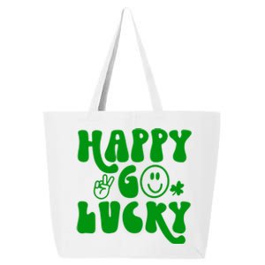 Happy St Patricks Day Go Lucky Irish Shamrock Retro Groovy Gift 25L Jumbo Tote