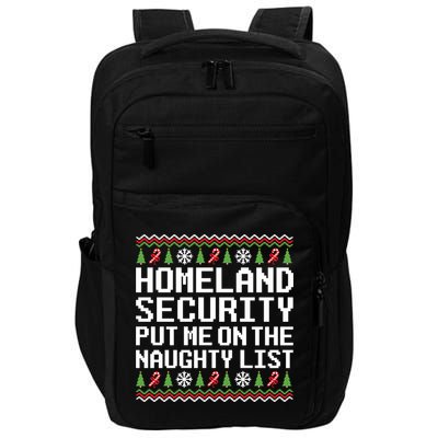 Homeland Security Put Me On The Naughty List Ugly Christmas Impact Tech Backpack