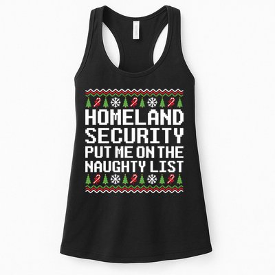 Homeland Security Put Me On The Naughty List Ugly Christmas Womens Tank Top