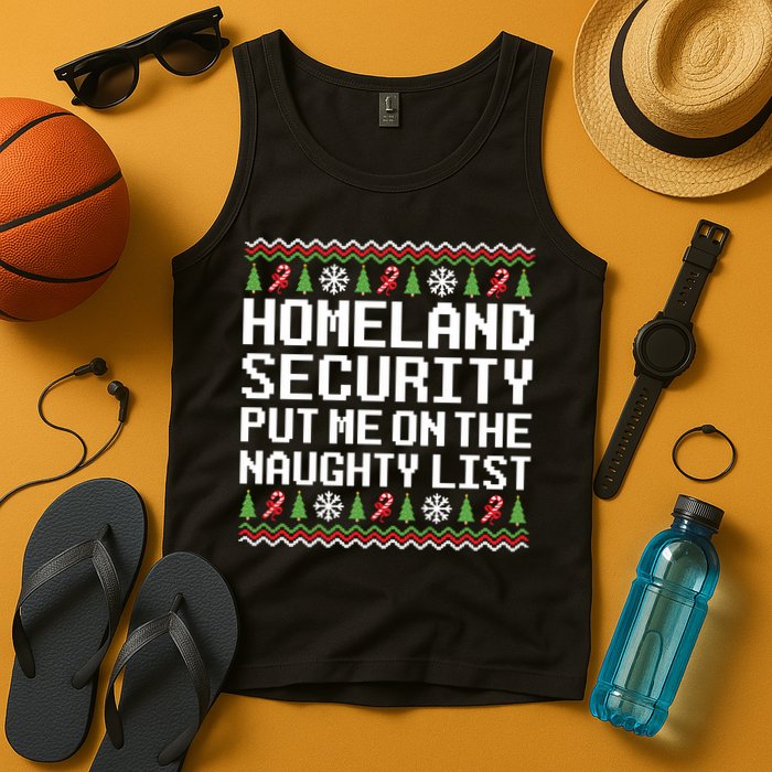 Homeland Security Put Me On The Naughty List Ugly Christmas Tank Top
