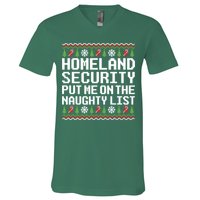 Homeland Security Put Me On The Naughty List Ugly Christmas V-Neck T-Shirt