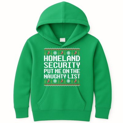 Homeland Security Put Me On The Naughty List Ugly Christmas Kids Hoodie