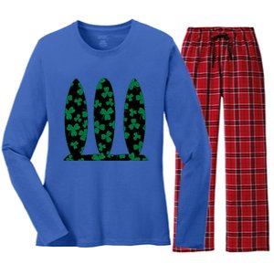 Hawaiian St Patrick Day Surfing Gift Cool Gift Women's Long Sleeve Flannel Pajama Set 