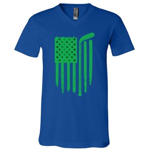 Hockey St Patricks Day Clover Flag Irish T Party Great Gift V-Neck T-Shirt