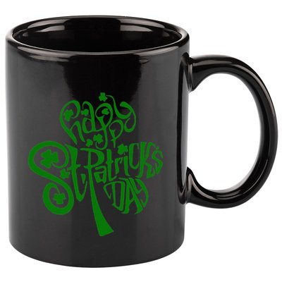 Happy St Patrick's Day Shamrock Clover Irish 11oz C Handle Ceramic Mug