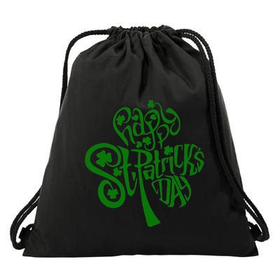 Happy St Patrick's Day Shamrock Clover Irish Drawstring Bag