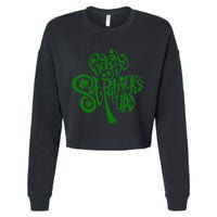 Happy St Patrick's Day Shamrock Clover Irish Cropped Pullover Crew