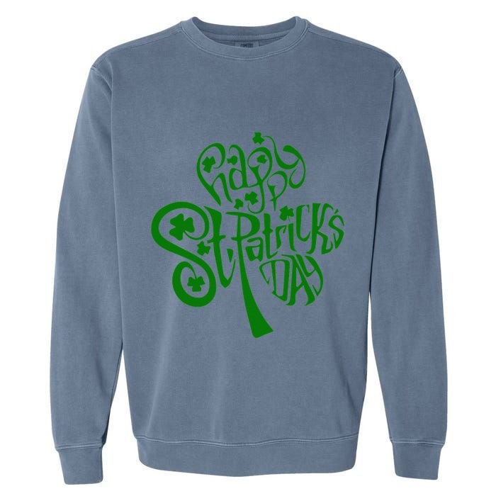 Happy St Patrick's Day Shamrock Clover Irish Garment-Dyed Sweatshirt