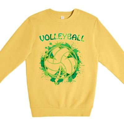 Happy St Patrick's Day Funny Gift Shamrock With Volleyball Sport Great Gift Premium Crewneck Sweatshirt