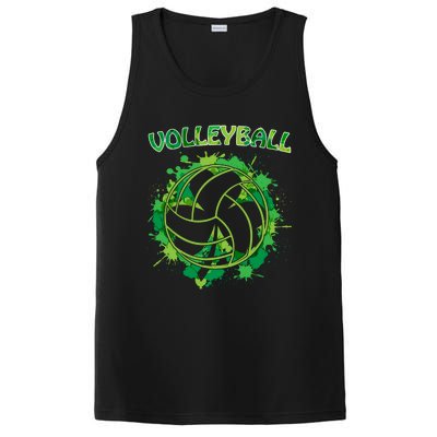 Happy St Patrick's Day Funny Gift Shamrock With Volleyball Sport Great Gift PosiCharge Competitor Tank