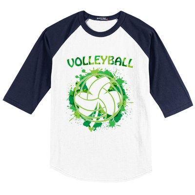 Happy St Patrick's Day Funny Gift Shamrock With Volleyball Sport Great Gift Baseball Sleeve Shirt