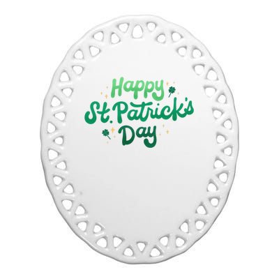 Happy St Patrick's Day Holiday Gift Ceramic Oval Ornament