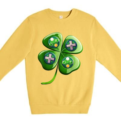 Happy St Patrick's Day Shamrock Video Gamer Gaming s Boys  Premium Crewneck Sweatshirt