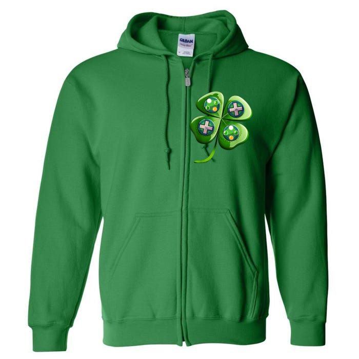 Happy St Patrick's Day Shamrock Video Gamer Gaming s Boys  Full Zip Hoodie