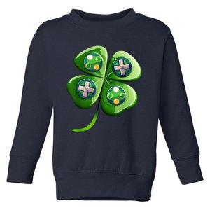 Happy St Patrick's Day Shamrock Video Gamer Gaming s Boys  Toddler Sweatshirt