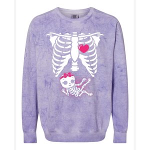 Halloween Skeleton Pregnancy Xray Funny Pregnant Great Gift Colorblast Crewneck Sweatshirt