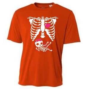 Halloween Skeleton Pregnancy Xray Funny Pregnant Great Gift Cooling Performance Crew T-Shirt