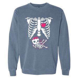 Halloween Skeleton Pregnancy Xray Funny Pregnant Great Gift Garment-Dyed Sweatshirt