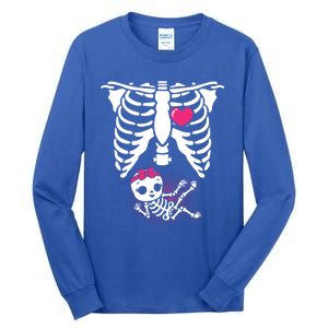 Halloween Skeleton Pregnancy Xray Funny Pregnant Great Gift Tall Long Sleeve T-Shirt