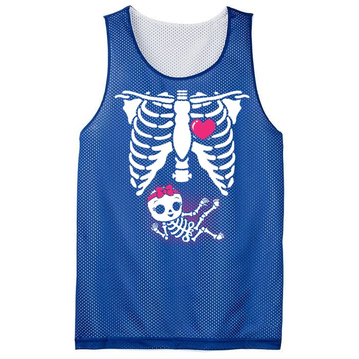 Halloween Skeleton Pregnancy Xray Funny Pregnant Great Gift Mesh Reversible Basketball Jersey Tank