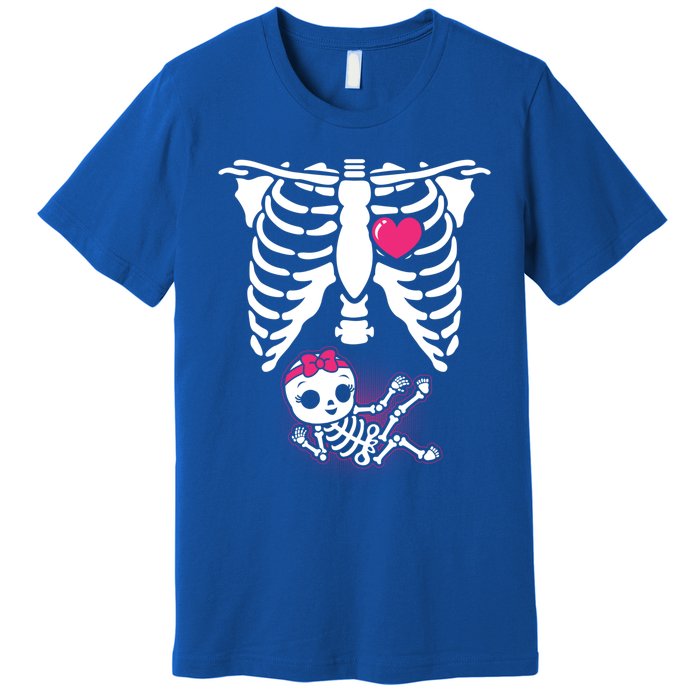 Halloween Skeleton Pregnancy Xray Funny Pregnant Great Gift Premium T-Shirt