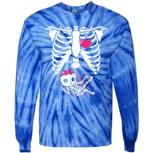 Halloween Skeleton Pregnancy Xray Funny Pregnant Great Gift Tie-Dye Long Sleeve Shirt