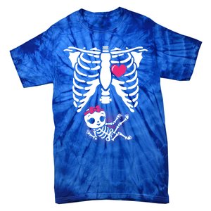 Halloween Skeleton Pregnancy Xray Funny Pregnant Great Gift Tie-Dye T-Shirt