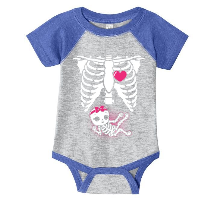 Halloween Skeleton Pregnancy Xray Funny Pregnant Great Gift Infant Baby Jersey Bodysuit