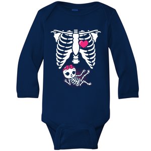 Halloween Skeleton Pregnancy Xray Funny Pregnant Great Gift Baby Long Sleeve Bodysuit