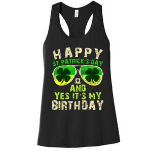 Happy St Patricks Day Birthday Saint Paddys Women's Racerback Tank